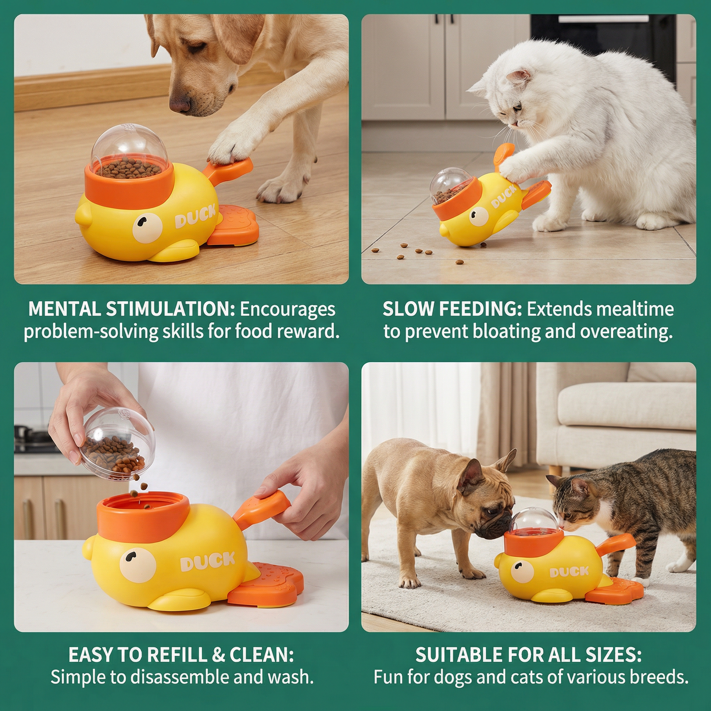 57%OFF⏳Father's Day Limited Edition🔥Interactive Pet Puzzle Feeder – Slow Feeding Duck Toy for Dogs & Cats