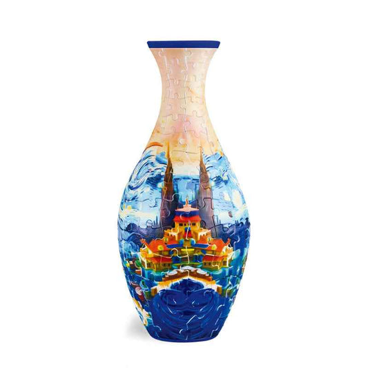 3D Flower Vase Puzzle with Curved Interlocking Pieces