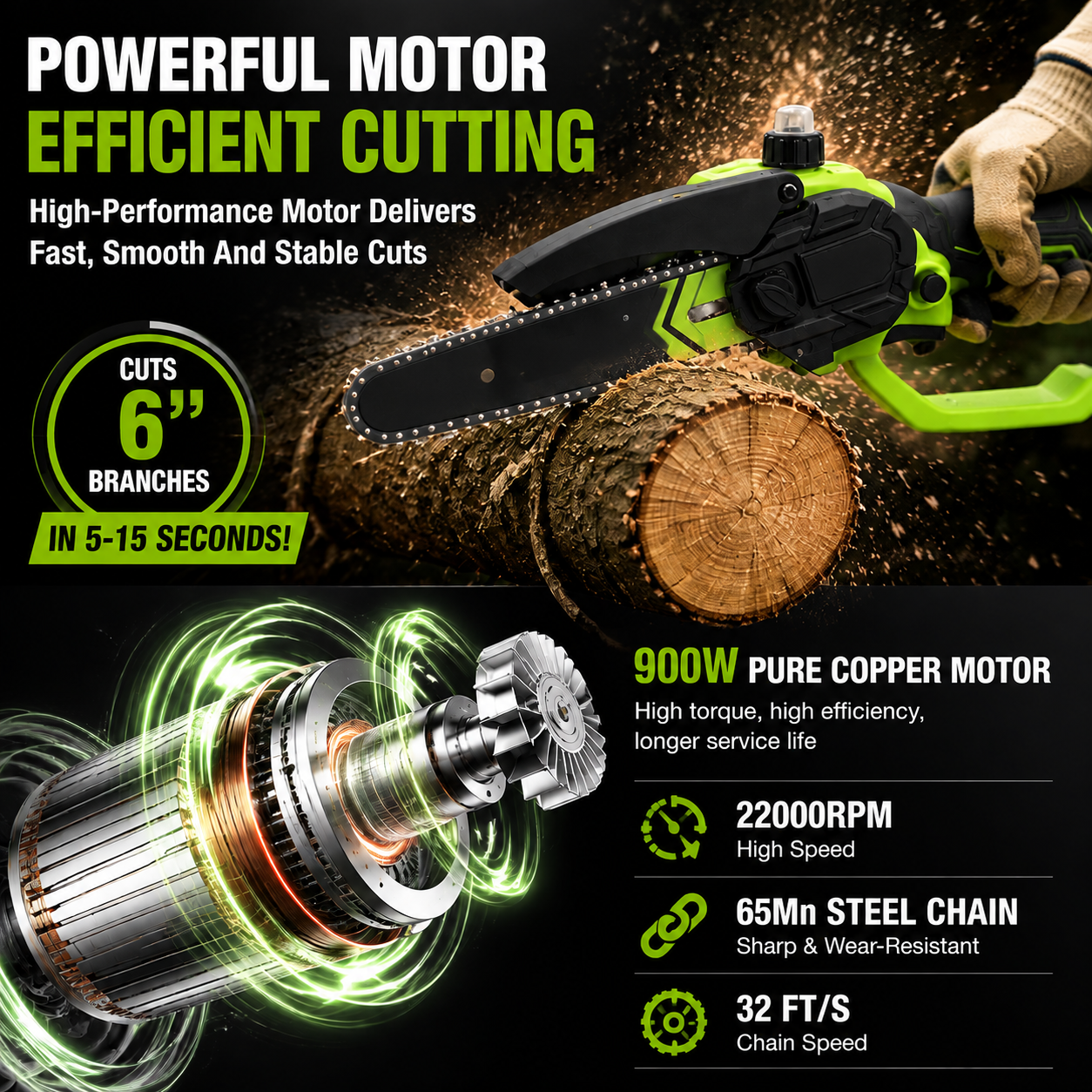 🔋8-Inch Portable Electric Mini Chainsaw for Tree Trimming & DIY  URL Handle