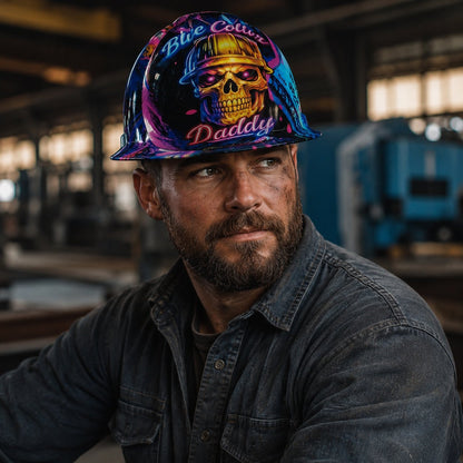 ⚡Father‘s Day 50% OFF 👷‍♂️ Blue Collar Daddy Hydro-Dipped Hard Hat | Industrial Rigid Impact-Resistant Safety Helmet with Full-Wrap Gloss Artwork
