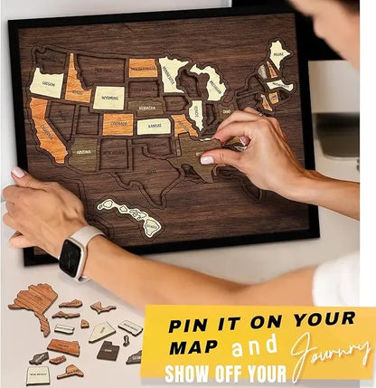 🔥🇺🇸 Wooden USA Travel Map Puzzle🧩A Stylish Way to Track Your Journey & Memories