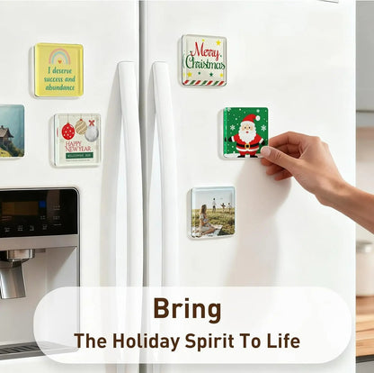 2026 Hot Sale🔥🎞✂10 Pack  2" x 2" Clear Acrylic DIY Fridge Magnet Set with Adhesive Backing – Square Magnetic Photo Frames with Stunning 3D Effect 💕