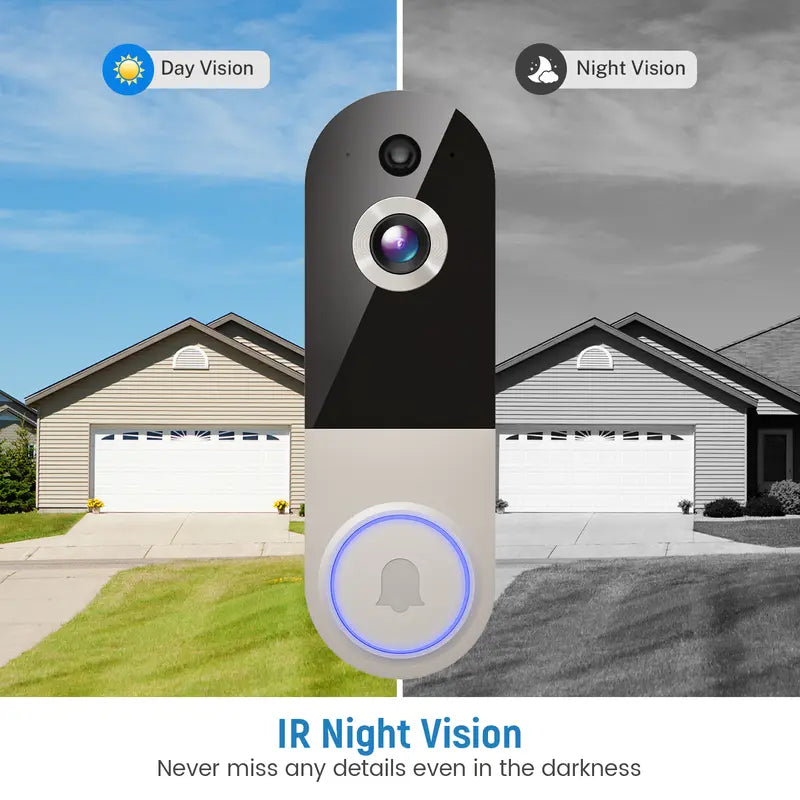 Wireless 1080P Smart Video Doorbell Camera with Two-Way Audio & AI Human Detection