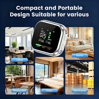 🏠Smart 6-in-1 Gas Detector – CO Smoke & Gas Leak Alarm With LCD Display