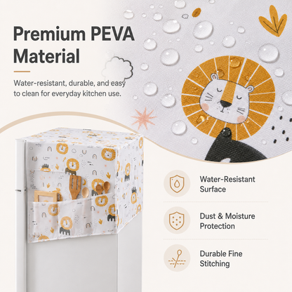 Refrigerator Dust Cover with Storage Pockets | PEVA Fridge Top Organizer