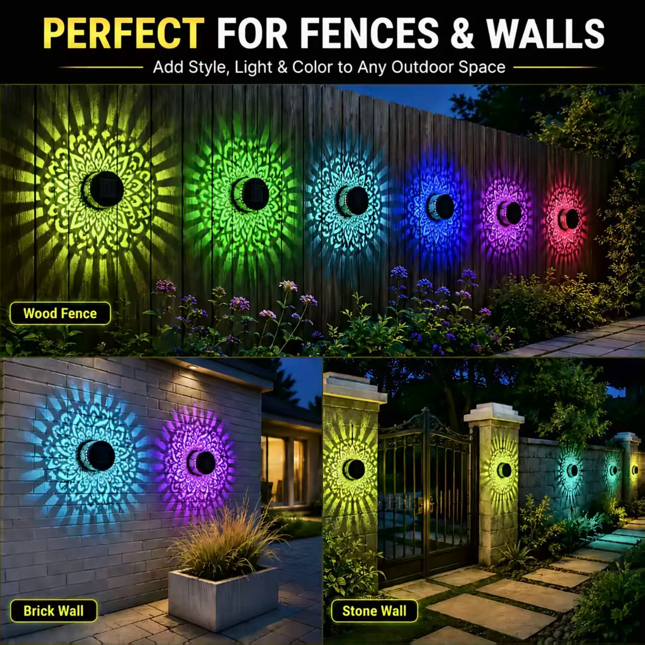 🔥50% OFF🔥-Seven-Color Changing Solar Mandala Projection Wall Light-Buy More Save More