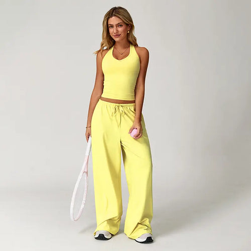 🎁💯Women's Summer V Neck Top & Wide Leg Pants Set