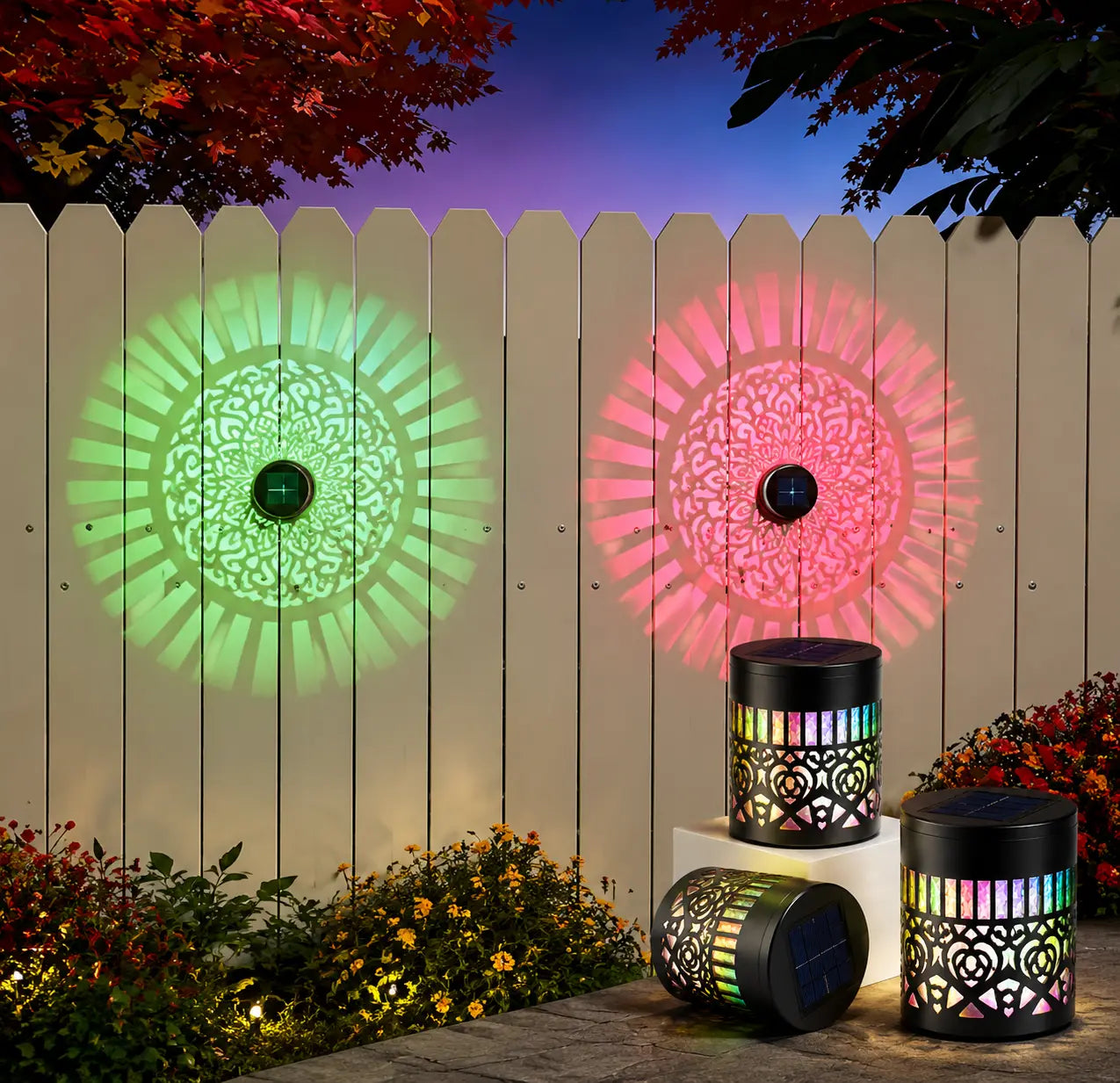 🔥50% OFF🔥-Seven-Color Changing Solar Mandala Projection Wall Light-Buy More Save More