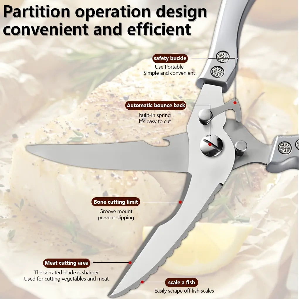 🔪Professional Heavy-Duty Kitchen Shears – Stainless Steel Poultry Scissors for Cutting Meat, Bone & Fish