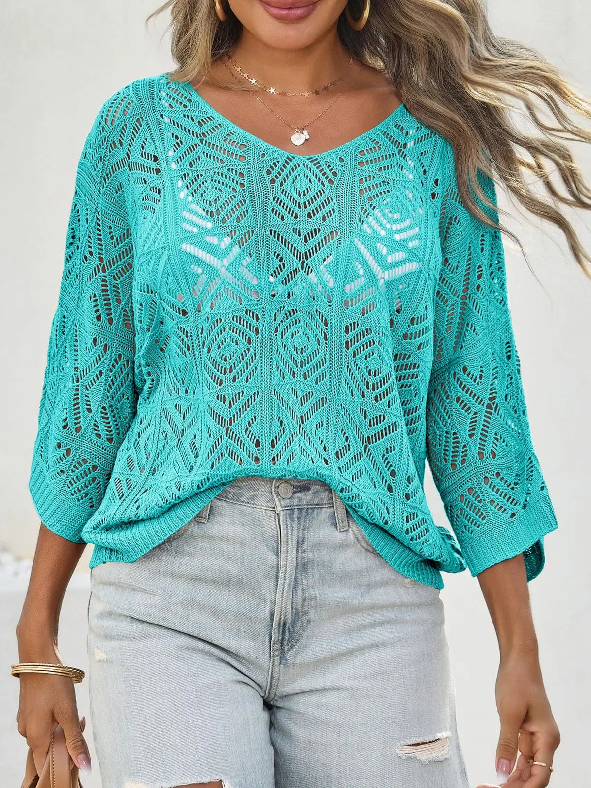 🔥Summer 50% OFF🎁Women's Bohemian-Inspired Crochet Top with V-Neck