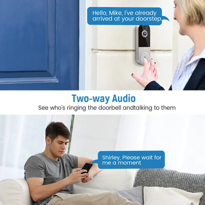 Wireless 1080P Smart Video Doorbell Camera with Two-Way Audio & AI Human Detection