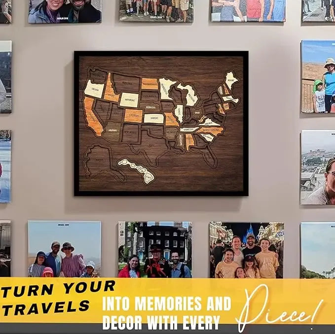 🔥🇺🇸 Wooden USA Travel Map Puzzle🧩A Stylish Way to Track Your Journey & Memories