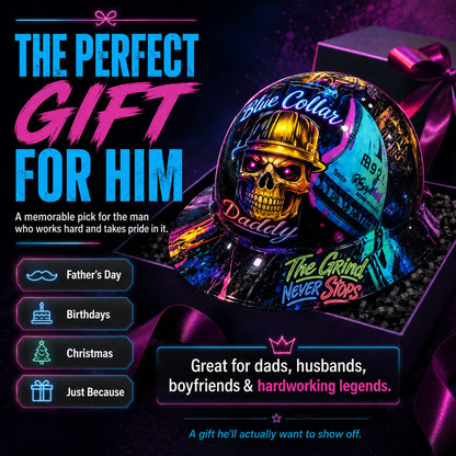 ⚡Father‘s Day 50% OFF 👷‍♂️ Blue Collar Daddy Hydro-Dipped Hard Hat | Industrial Rigid Impact-Resistant Safety Helmet with Full-Wrap Gloss Artwork