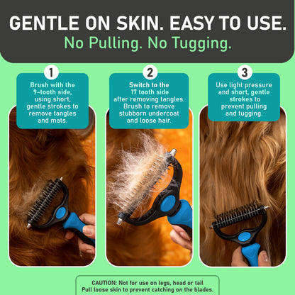 Father's Day Limited-Time Offer⏳Professional Double-Sided Pet Grooming Rake ✨ Undercoat Deshedding Tool for Dogs & Cats 🐶🐱