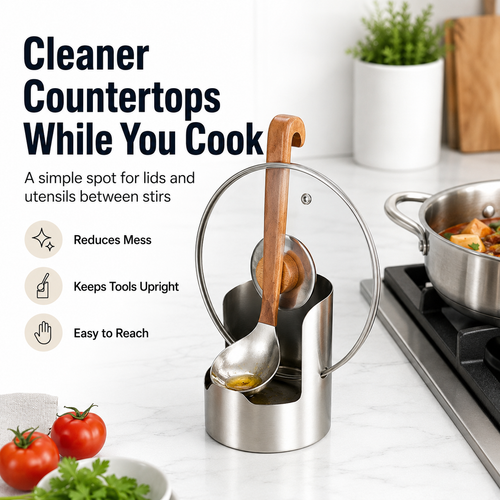 ✨ 304 Stainless Steel Lid Organizer – Keep Counters Clean & Tidy 🍳
