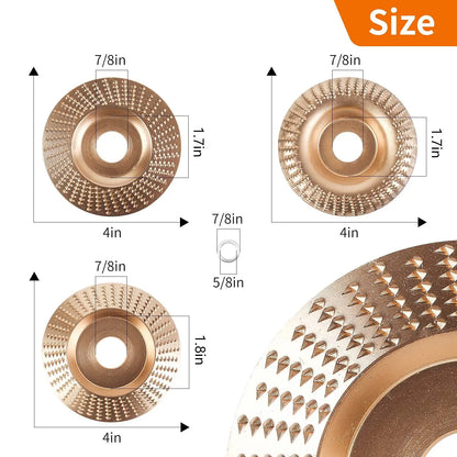 Wood Carving Disc Set for Angle Grinder 3Pcs