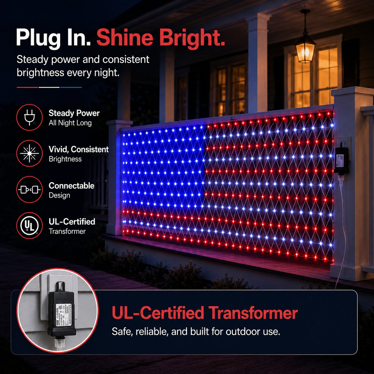 🔥250th Anniversary Limited Edition Sale✨LED American Flag Net