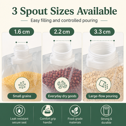 Safe, environmentally friendly Reusable Spout Storage Bag for Rice, Grains & Dry Goods – Easy Pour Pantry Organizer