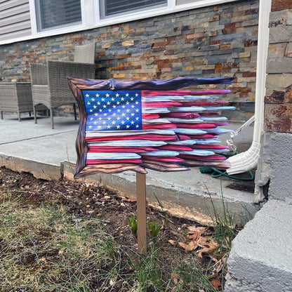 Handmade Honor US Metal Flag with Imitation Cypress Trim