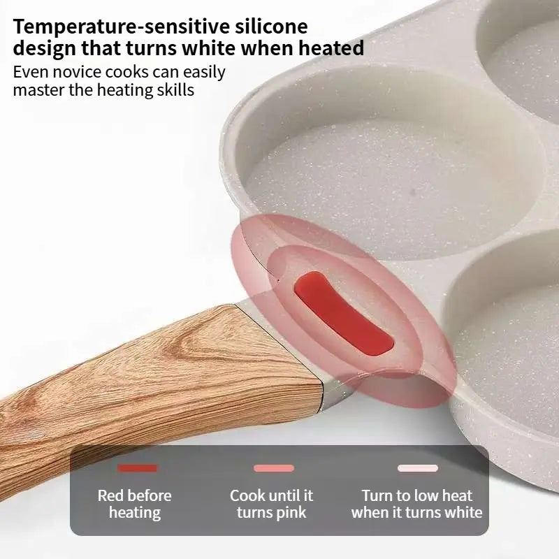 Non-Stick 4-in-1 Breakfast Pan for Frying Eggs, Hamburgers & Scrambled Eggs - Multi-Functional, Fast Heating, Durable, Easy Clean, Space-Saving, Eco-Friendly, with Silicone Strips & Tempered Glass Lid