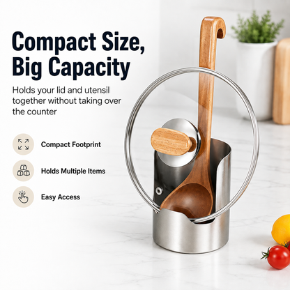 ✨ 304 Stainless Steel Lid Organizer – Keep Counters Clean & Tidy 🍳