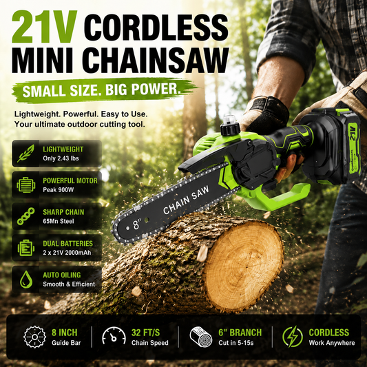 Mini Chainsaw 🔋8-Inch Portable Electric Mini Chainsaw for Tree Trimming & DIY  URL Handle