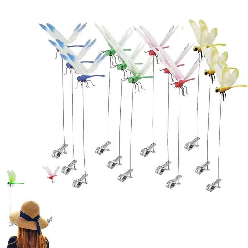 Outdoor Fake Dragonfly Garden Clips - Realistic Decor & Insect Deterrent