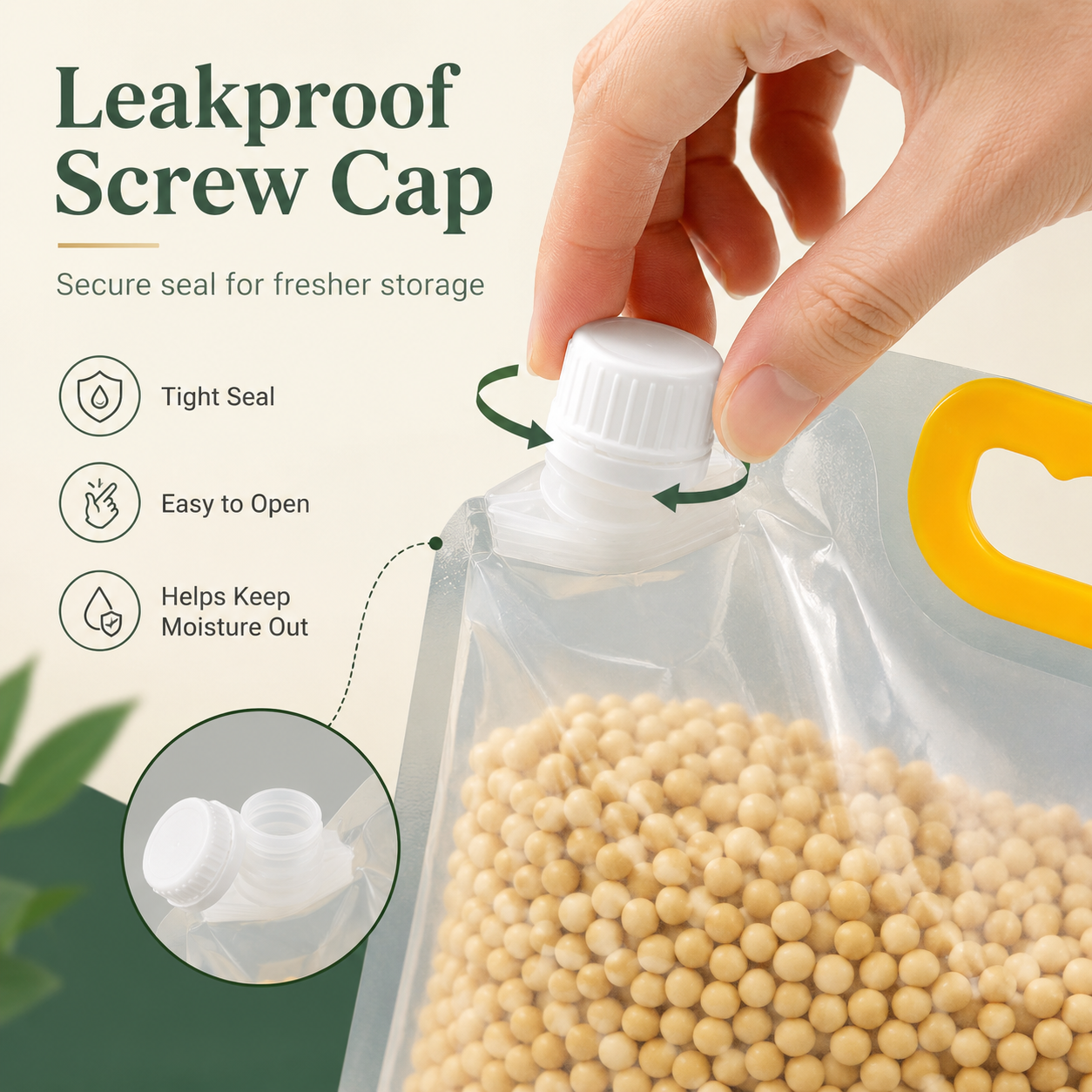 Safe, environmentally friendly Reusable Spout Storage Bag for Rice, Grains & Dry Goods – Easy Pour Pantry Organizer