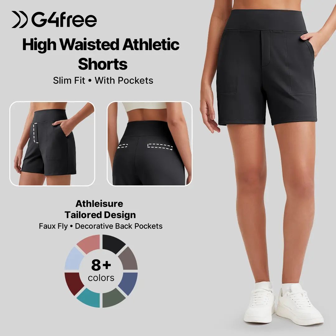 48%OFF🔥Women's High-Waisted Athletic Bermuda Shorts with Pockets – Running, Yoga, Summer Casual Activewear