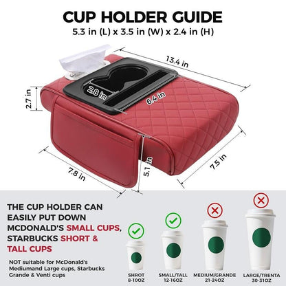 🔥Last Day 49% OFF🚗 Car Console Organizer – PU Leather Armrest, Side Storage, Cup Holder
