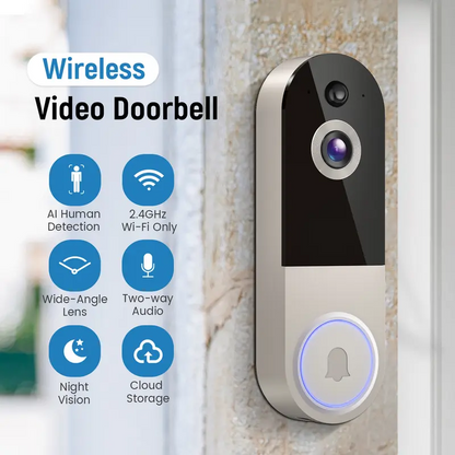Wireless 1080P Smart Video Doorbell Camera with Two-Way Audio & AI Human Detection
