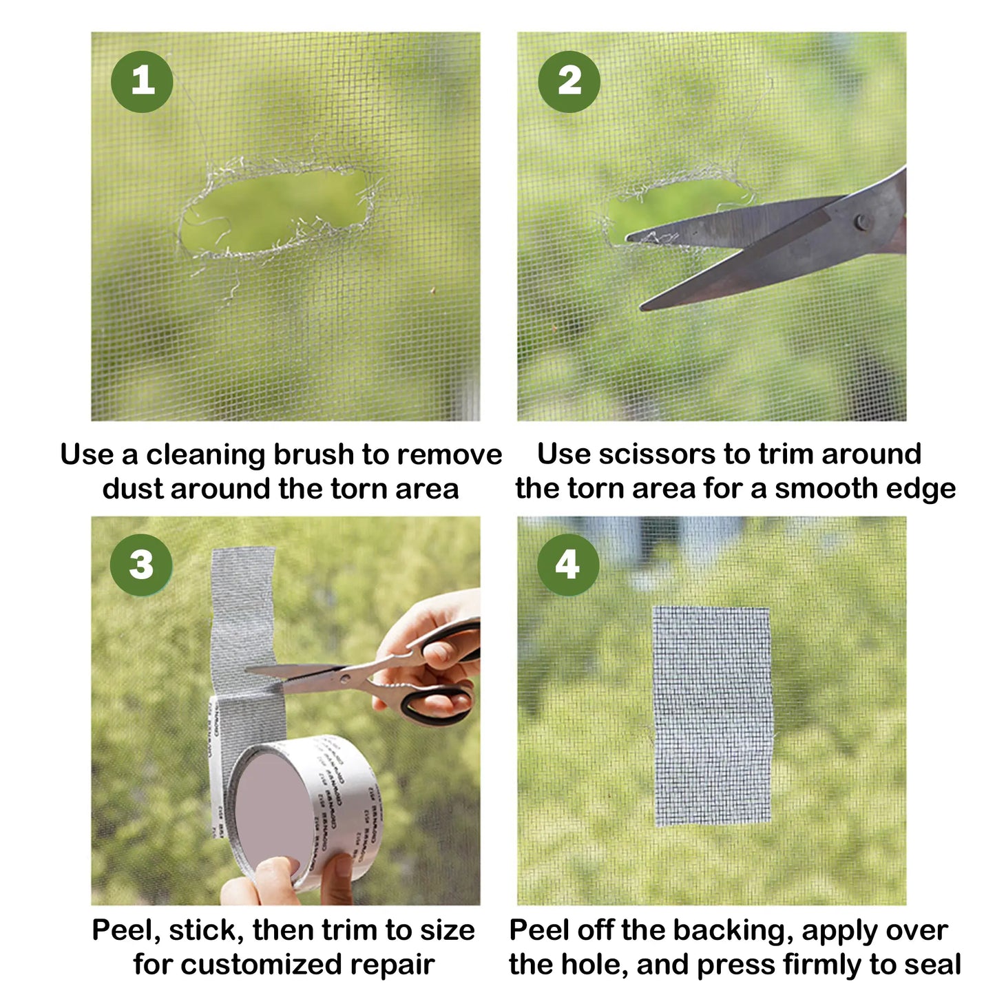 Window Screen Repair Tape - Durable Fiberglass Mesh 2" x 157.5"