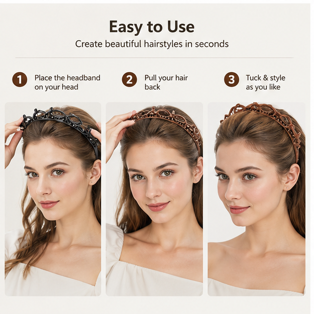 Non-Slip Styling Headband with Mini Hair Clips