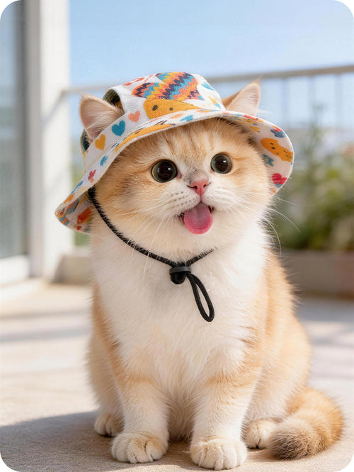Cute Pet Bucket Hat for Dogs & Cats – Adjustable Fit