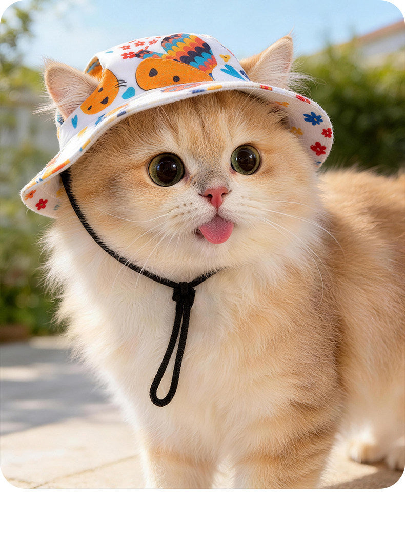 Cute Pet Bucket Hat for Dogs & Cats – Adjustable Fit