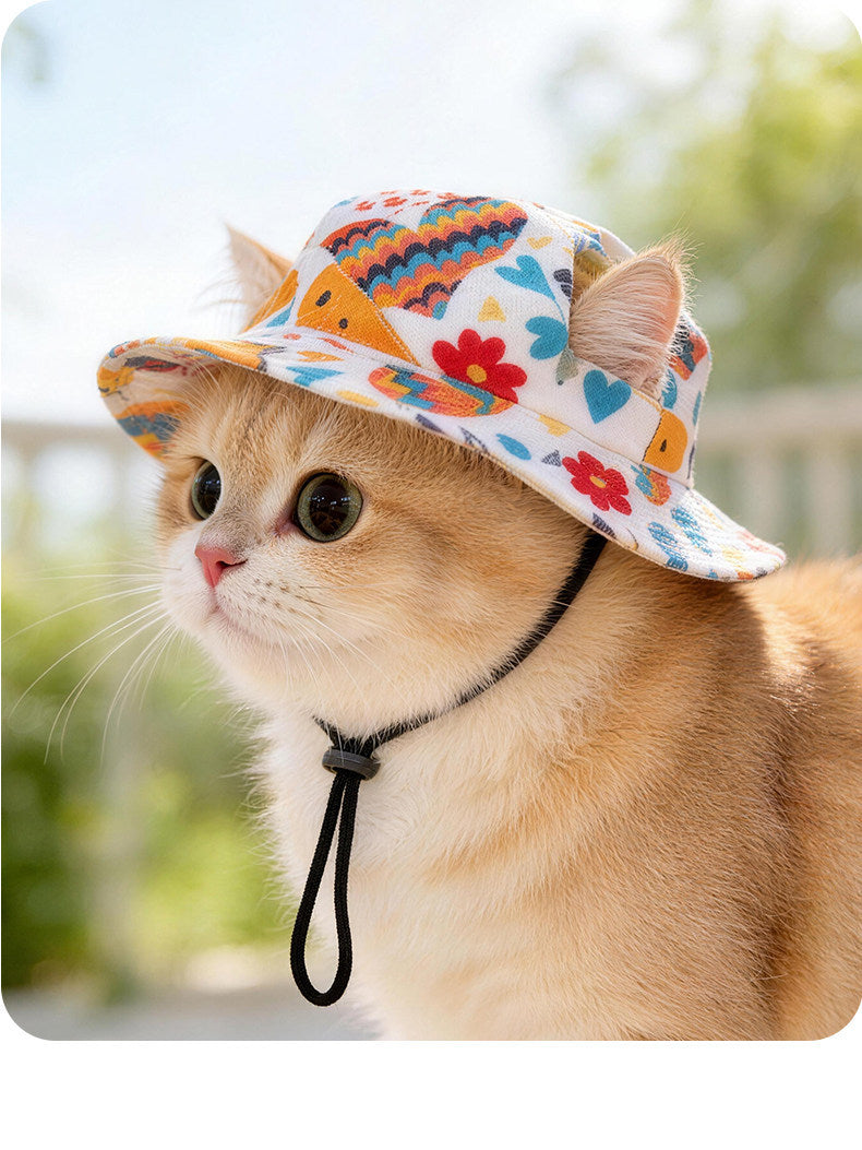 Cute Pet Bucket Hat for Dogs & Cats – Adjustable Fit