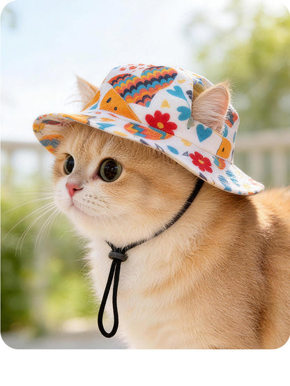 Cute Pet Bucket Hat for Dogs & Cats – Adjustable Fit
