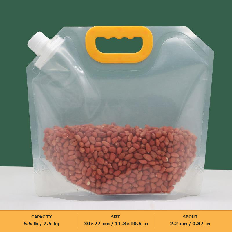 Safe, environmentally friendly Reusable Spout Storage Bag for Rice, Grains & Dry Goods – Easy Pour Pantry Organizer