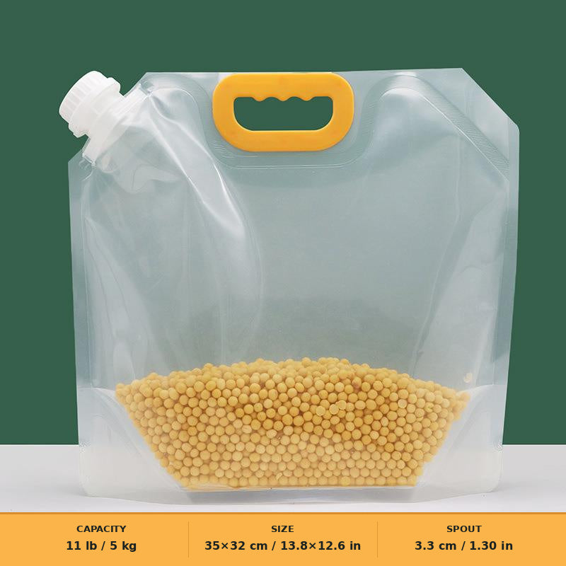 Safe, environmentally friendly Reusable Spout Storage Bag for Rice, Grains & Dry Goods – Easy Pour Pantry Organizer