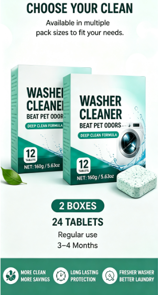 2026 Newly Upgraded Version Eco-Friendly Pet Washer Cleaner Tablets – Removes Odors, Hair & Residue
