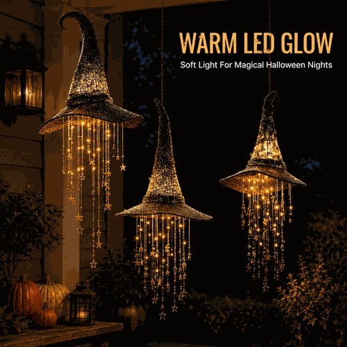 🌠🧙‍♀️Halloween Hot Sales🧙✨Lighted Witch Hat Hanging Chime